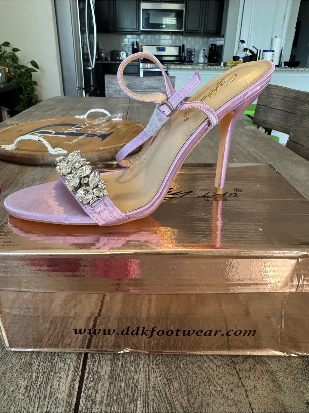 Lilac Satin Crystal-Embellished Stiletto Sandals